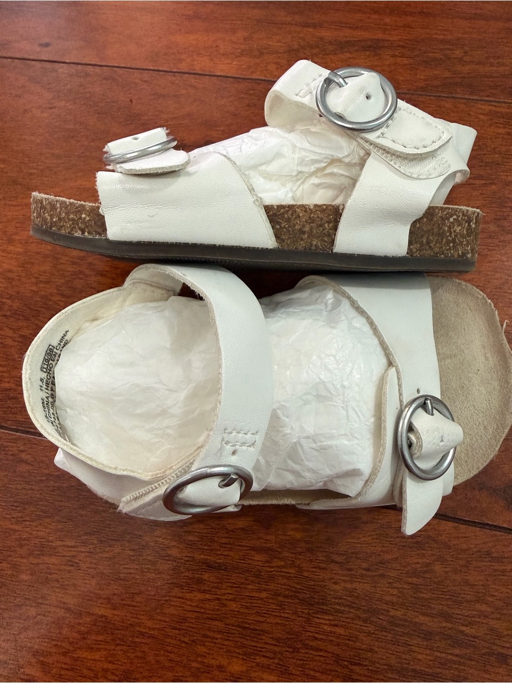 Old Navy White Cork Footbed Kids Sandals with Gold Accent Size 12-18M - Picture 6 of 10